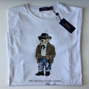 Ralph Lauren Polo Bear Men`s T-Shirt XL White Cotton Short Sleeve Crew Neck New
